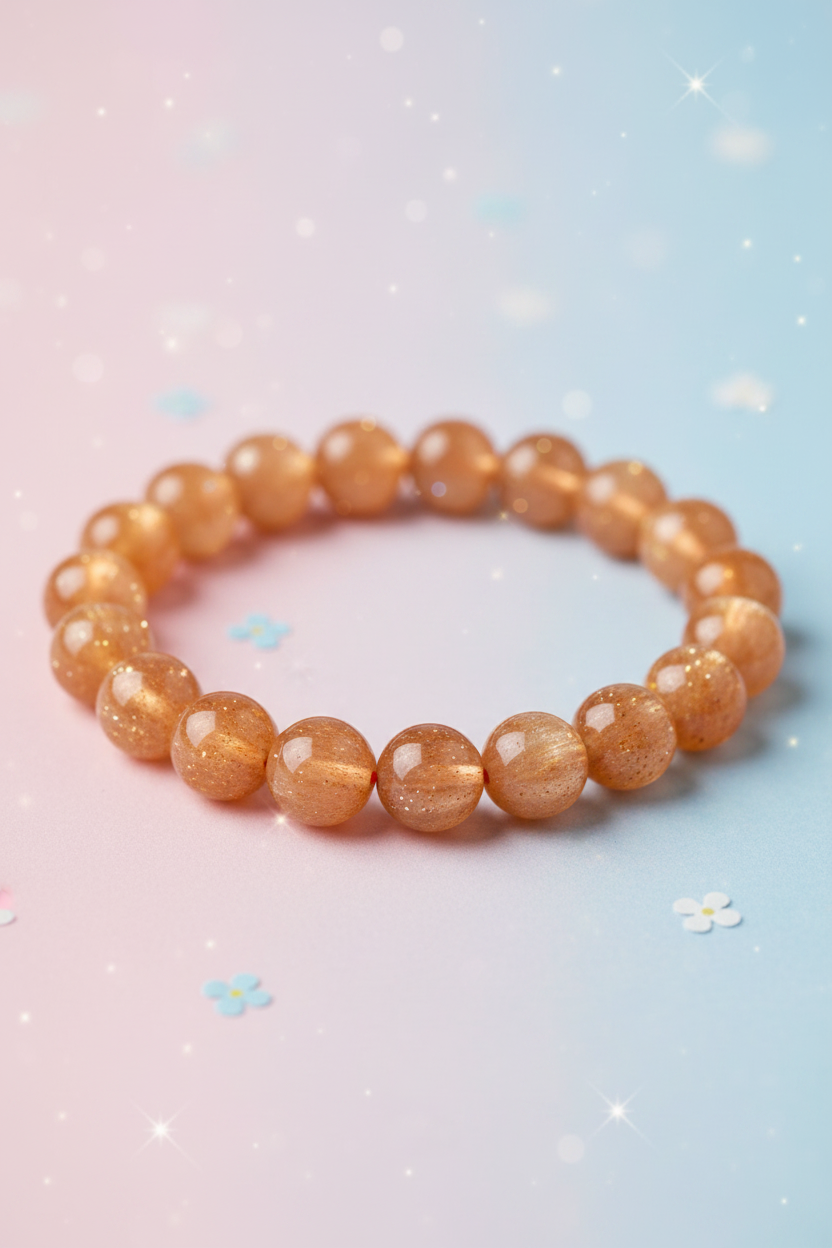 Beaded bracelet on a gradient background with flowers