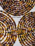 Beaded necklaces in brown, gold, and black on a white background with 'BXC Royalties' branding.