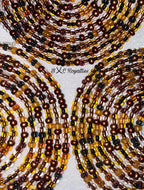 Beaded necklaces in brown, gold, and black on a white background with 'BXC Royalties' branding.