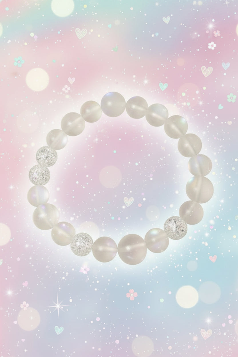 Pearl and crystal bracelet on a white background